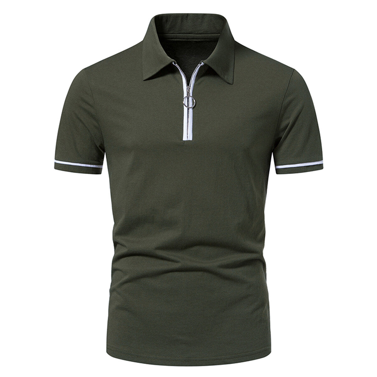 Men's Fitted Tailored Polo Neck Short-Sleeve T-Shirt Green