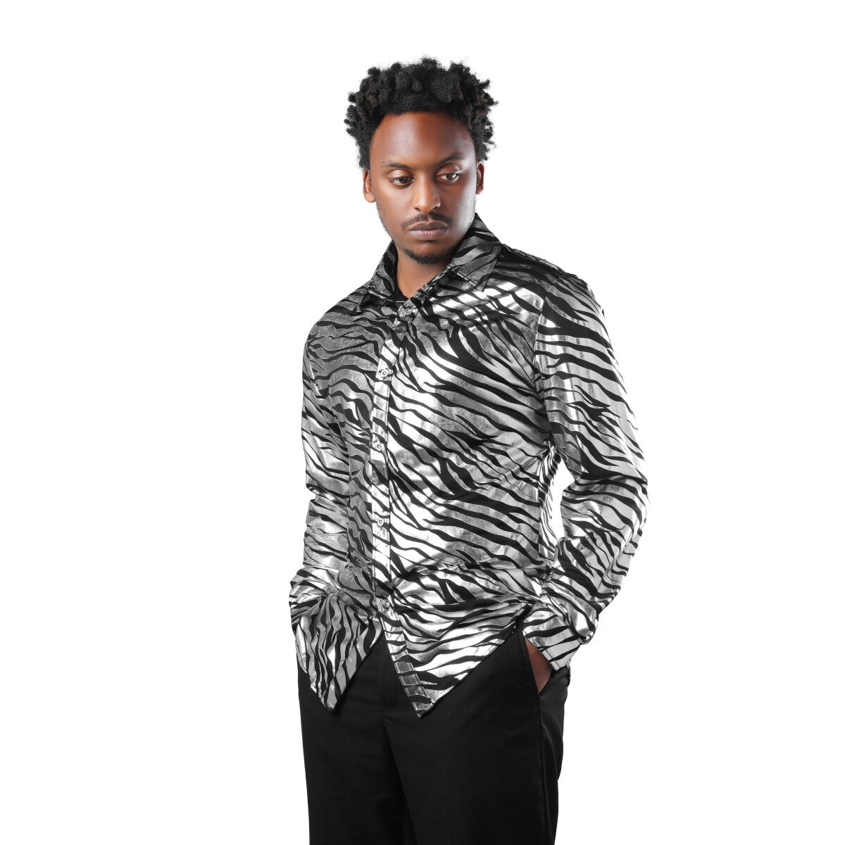 Zebra-Stripe Gilding Silver Shirt