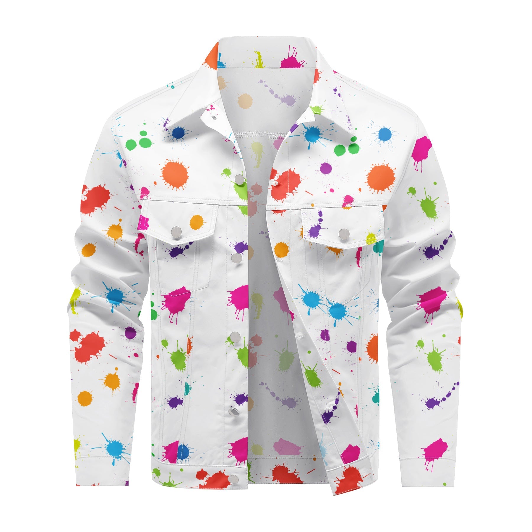 Men's Denim Jacket with Lapel Print Camouflage Green WHOLESALE