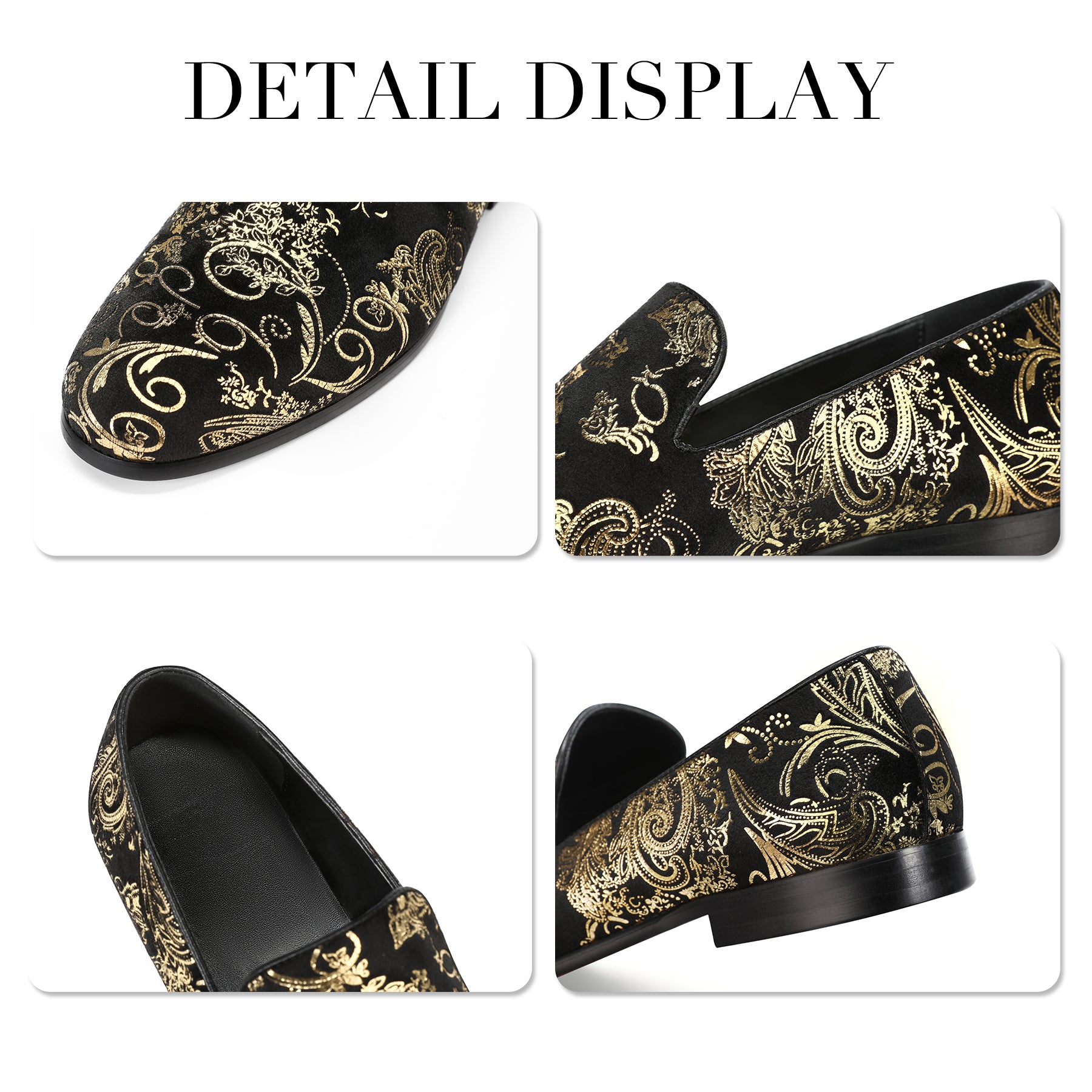 Men's Round-Toe Low-Top Loafers Gold