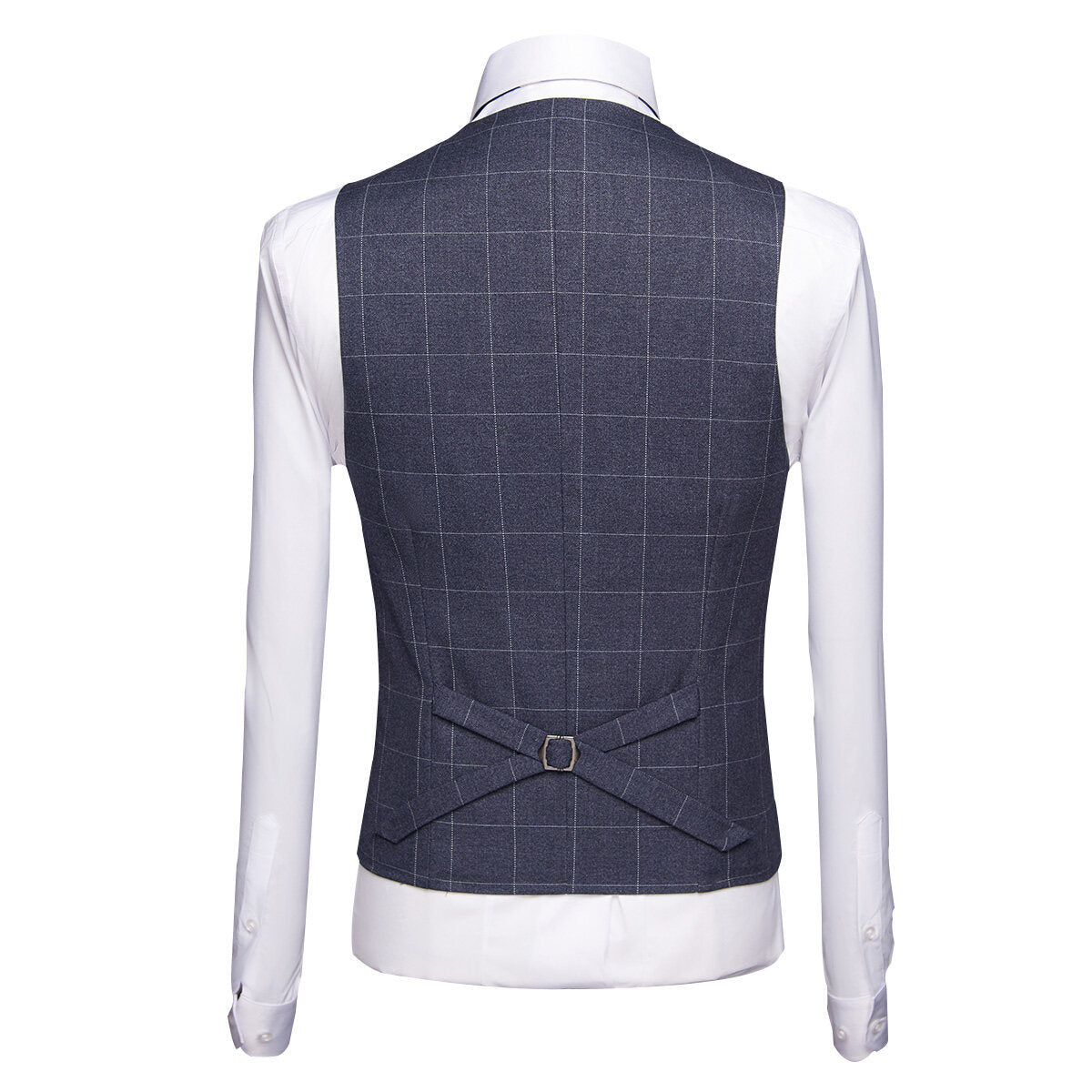 3-Piece Slim Fit Suit Plaid Casual Grey Suit