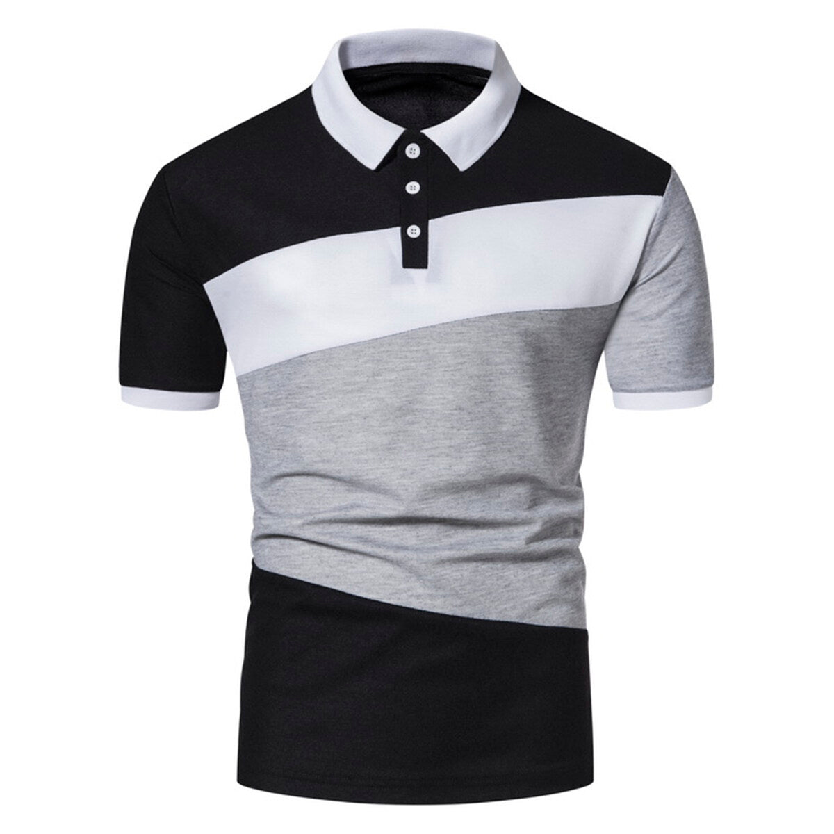 Fusion Collar Contrast Trim Polo Shirt Black