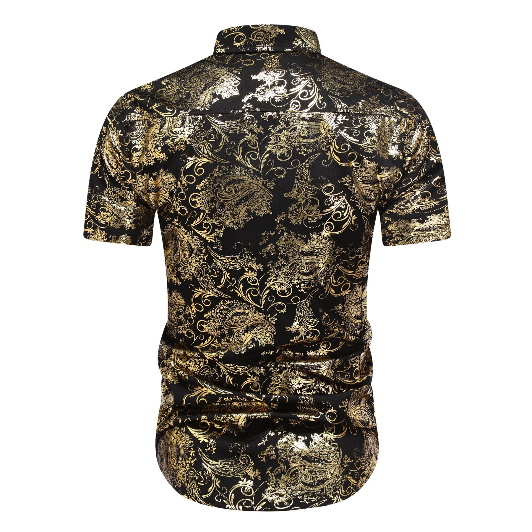 Men's Foil-Printed Short-Sleeve Shirt 2-Piece Set Gold