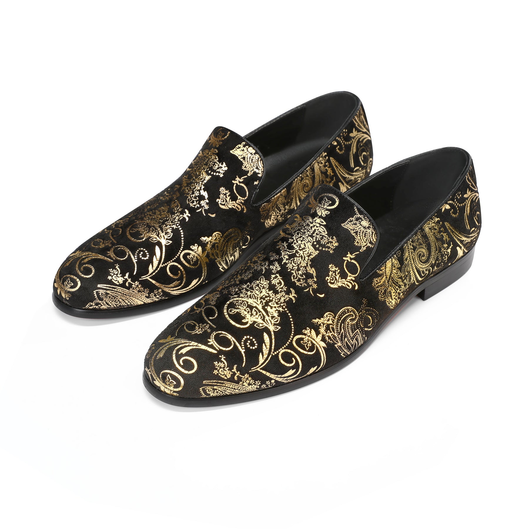 Men's Round-Toe Low-Top Loafers Gold