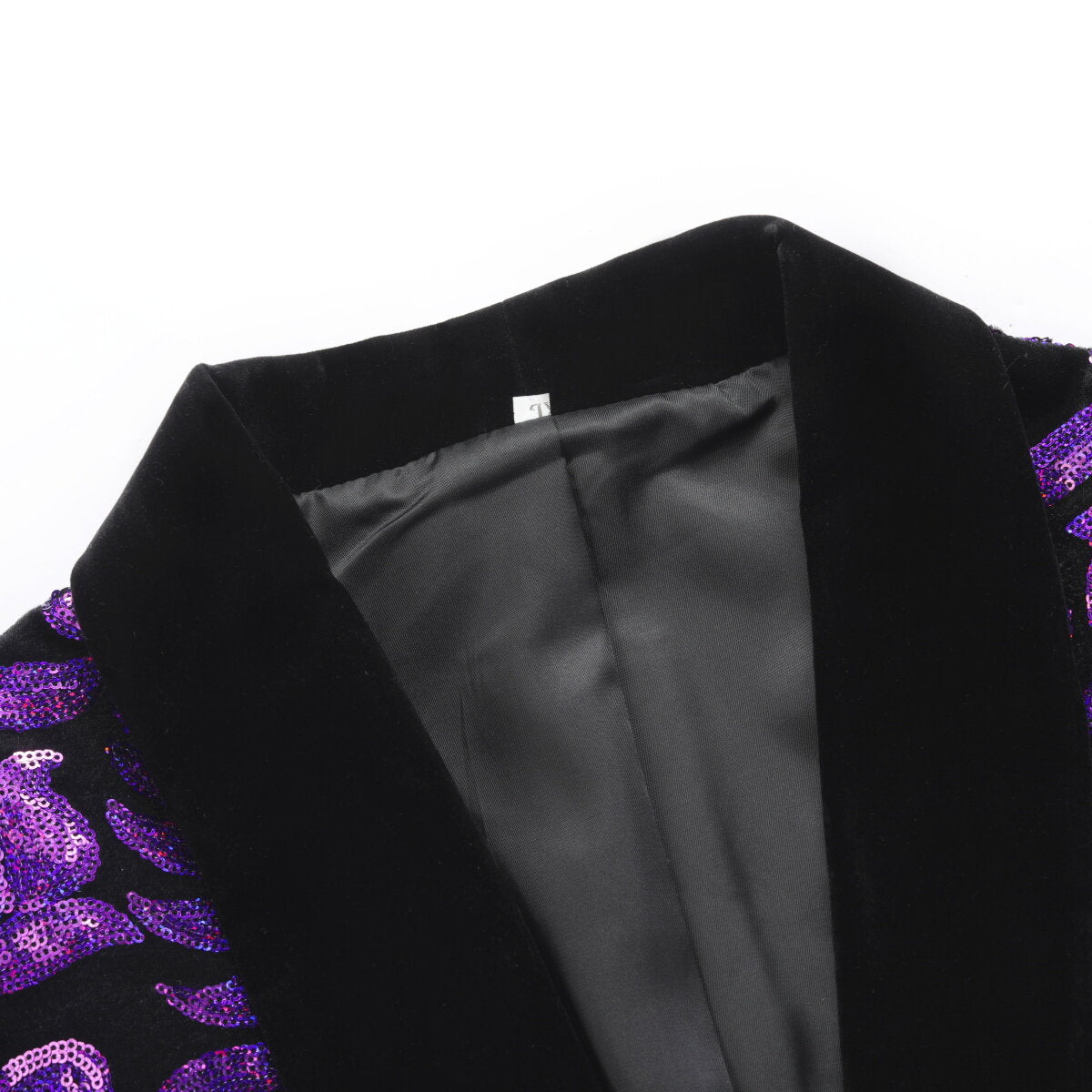 Purple Sequins Blazer Shawl Collar Blazer