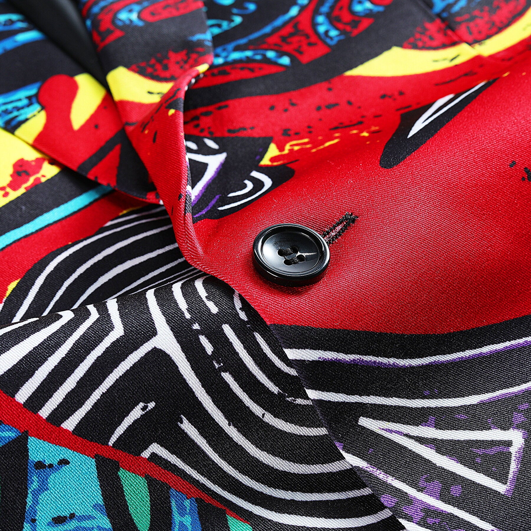 2-Piece Men's One-Button Ethnic Style Print Suit