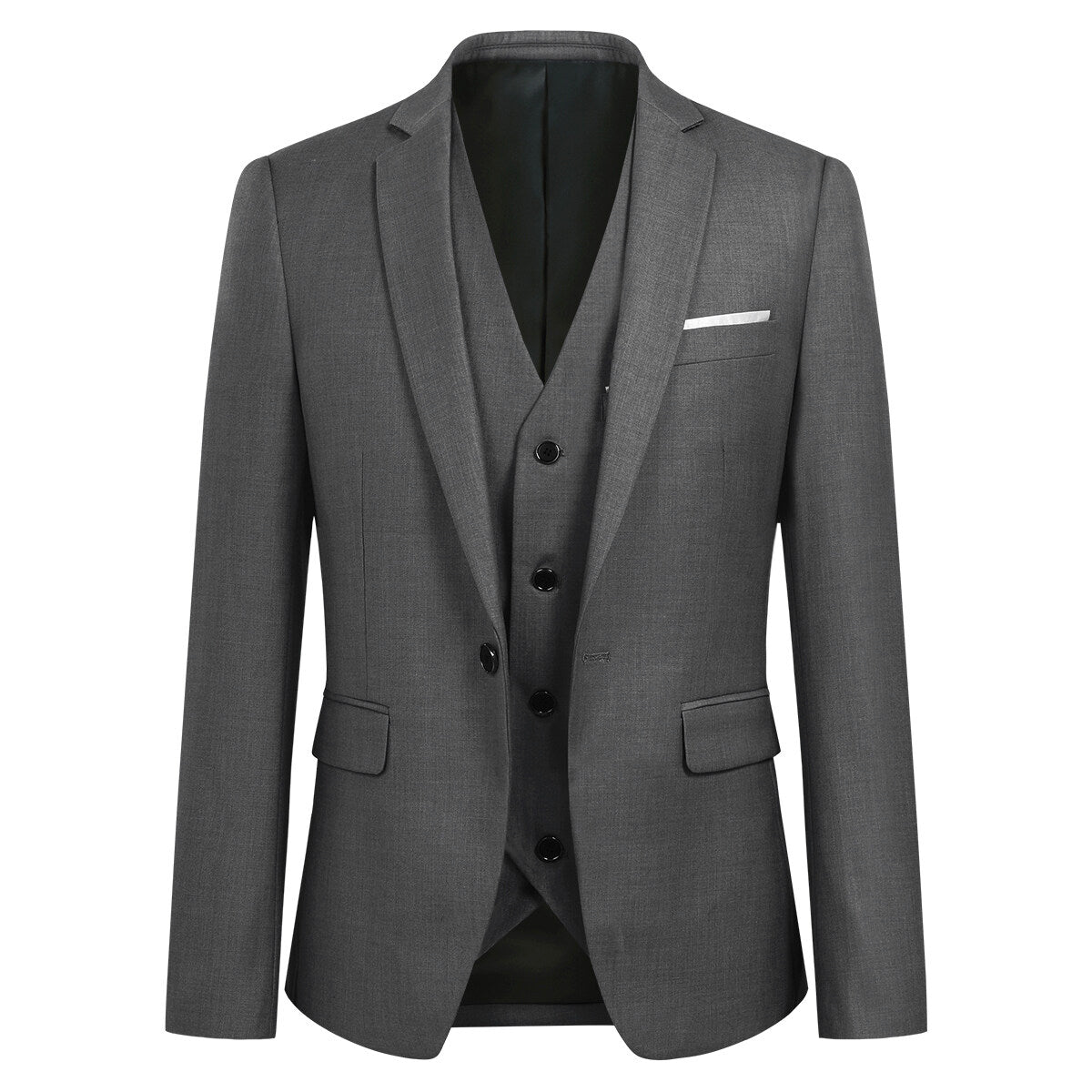 3-Piece Slim Fit One Button Fashion DimGrey Suit