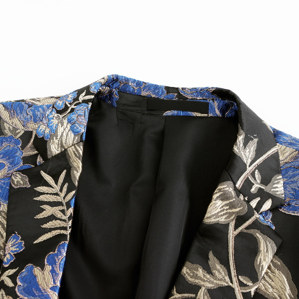 Men's Printed Lapel One Button Blazer Dark Blue
