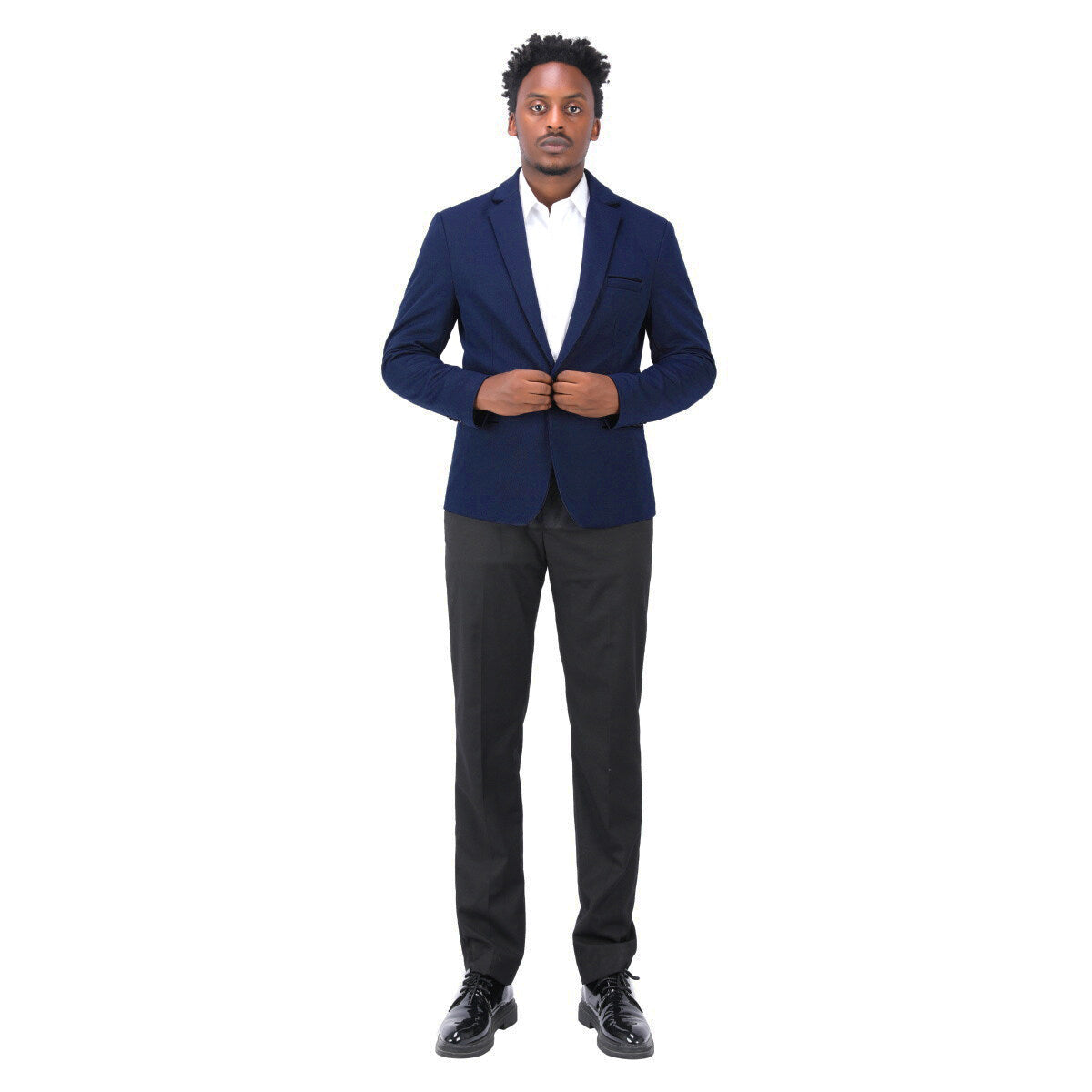 Men's Suit Jacket Slim Fit Coat Business Daily Blazer Dark Blue
