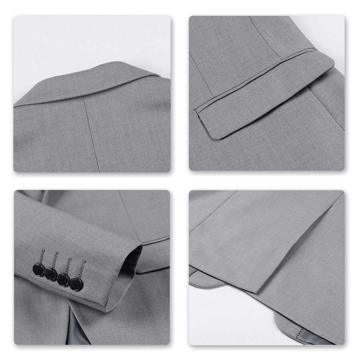 3-Piece Slim Fit One Button Fashion Gray Suit