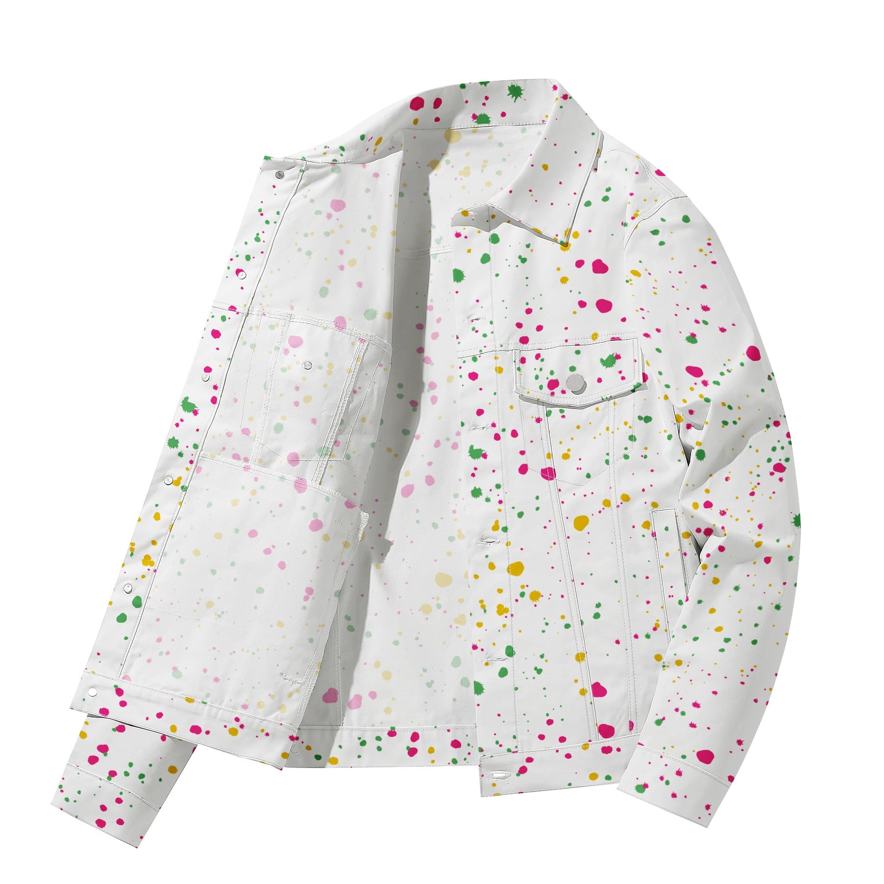 Men's Denim Jacket with Lapel Print Camouflage Green WHOLESALE
