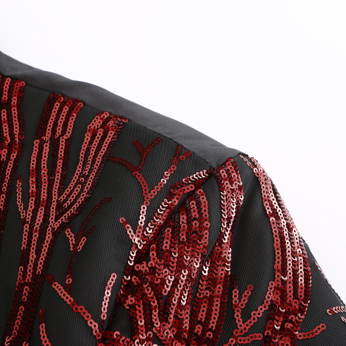 Slim Fit Lightning Red Tree Sequin Blazer
