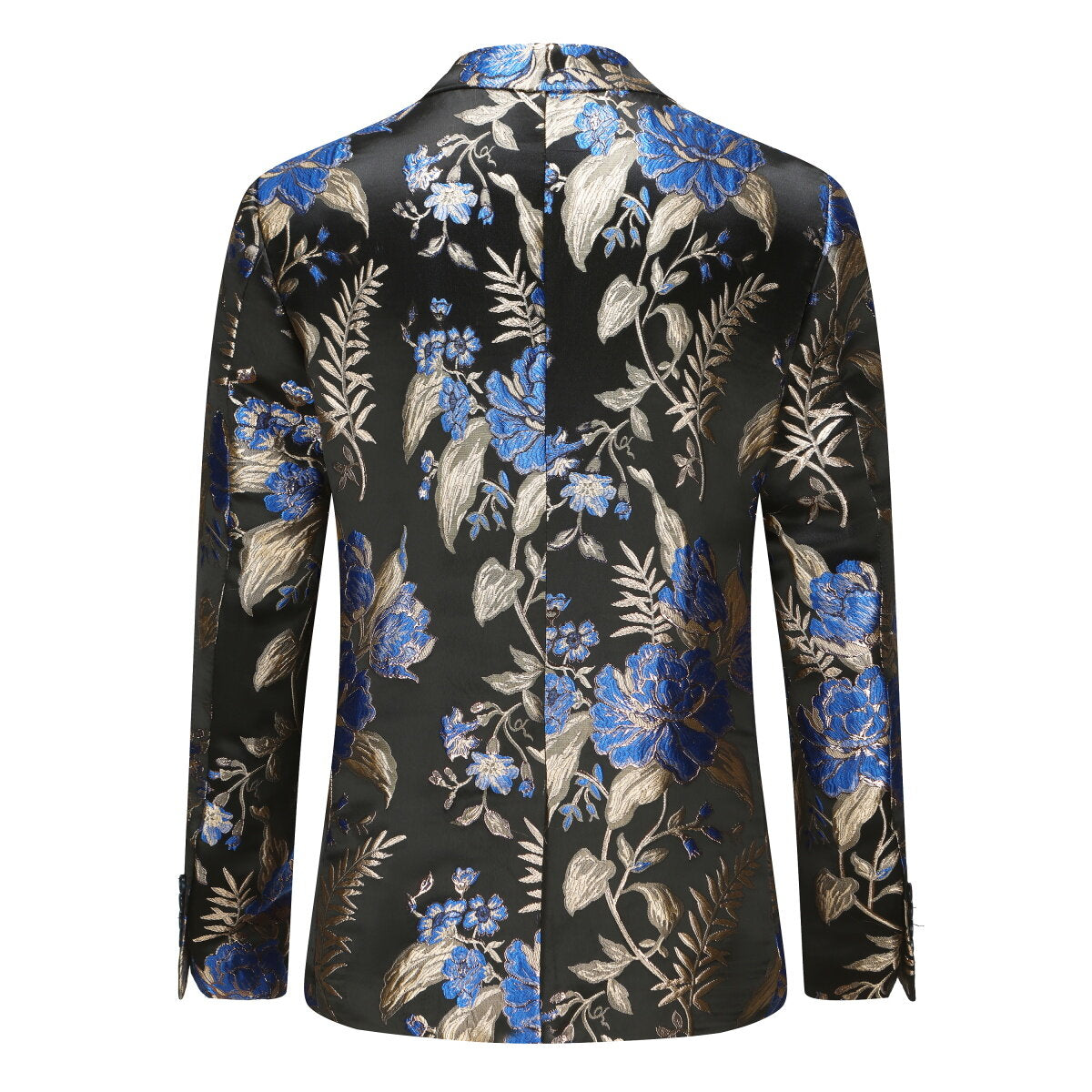 Men's Printed Lapel One Button Blazer Dark Blue