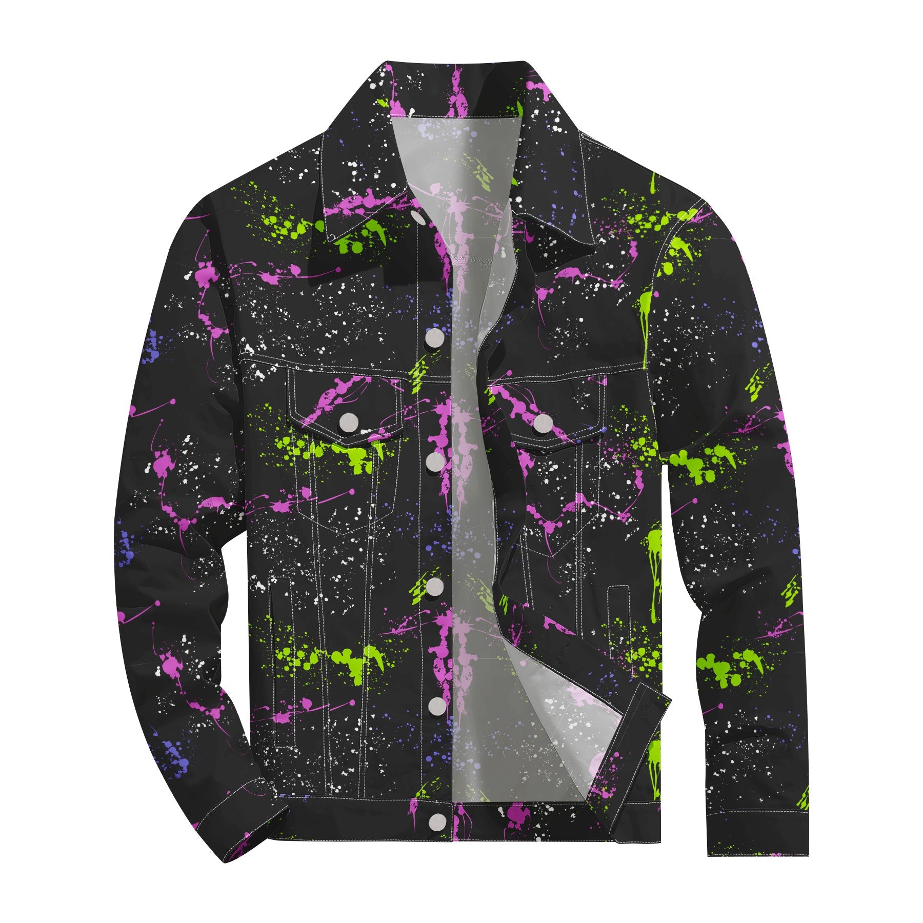 Men's Denim Jacket with Lapel Print Camouflage Green WHOLESALE