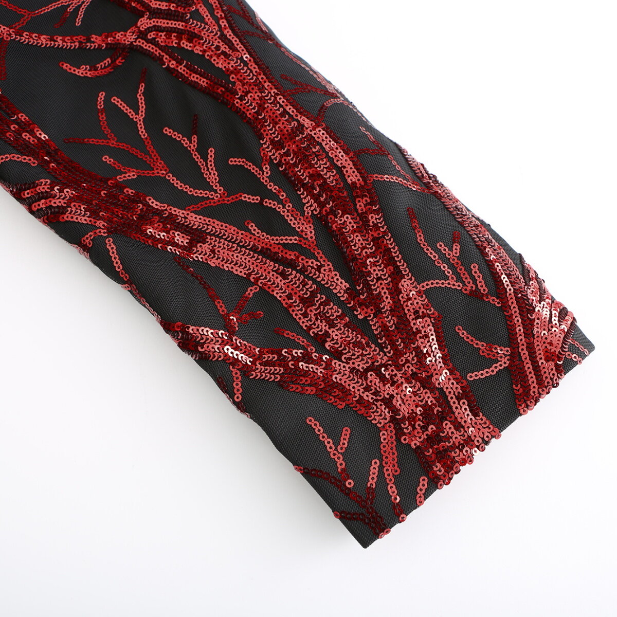 Slim Fit Lightning Red Tree Sequin Blazer