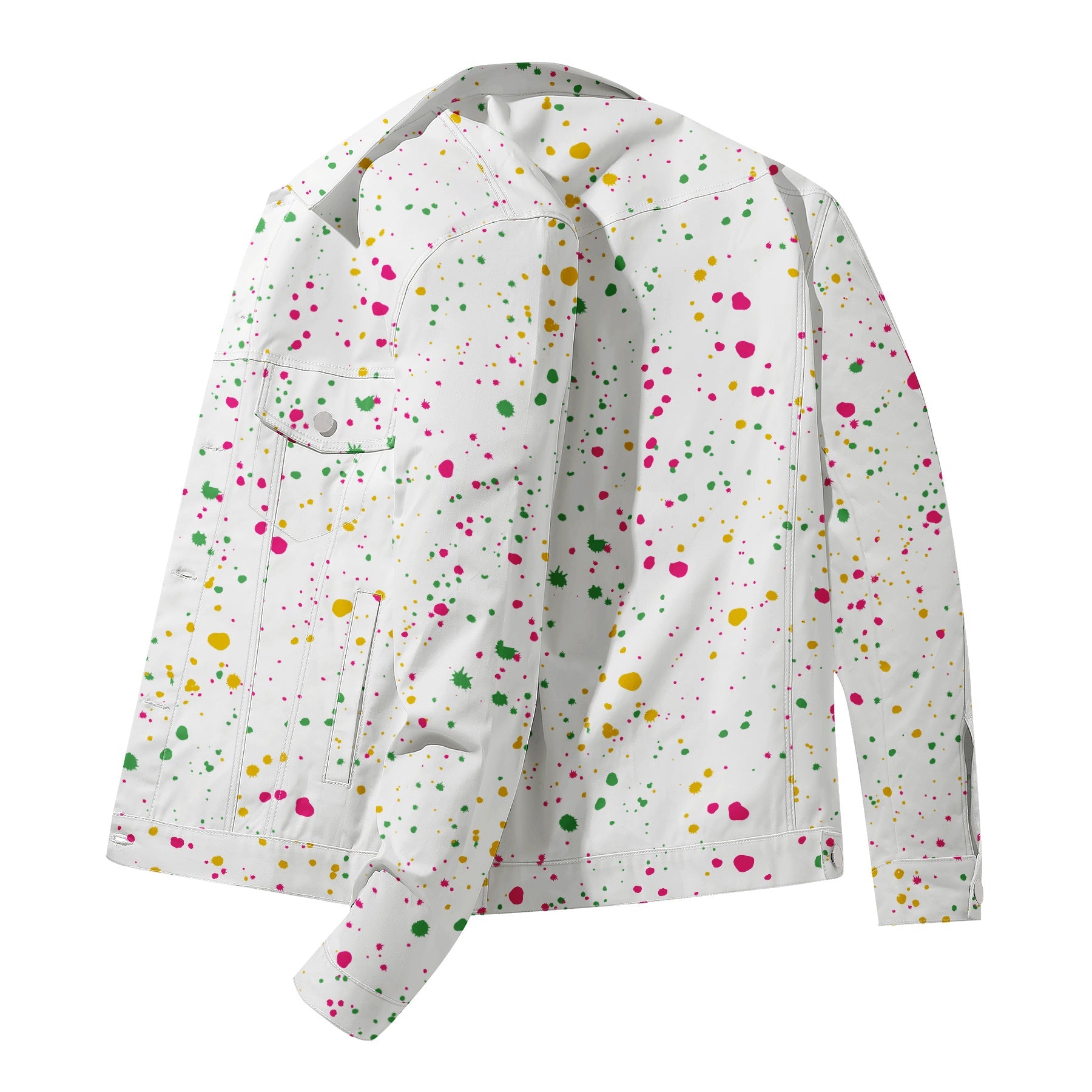 Men's Denim Jacket with Lapel Print Camouflage Green WHOLESALE