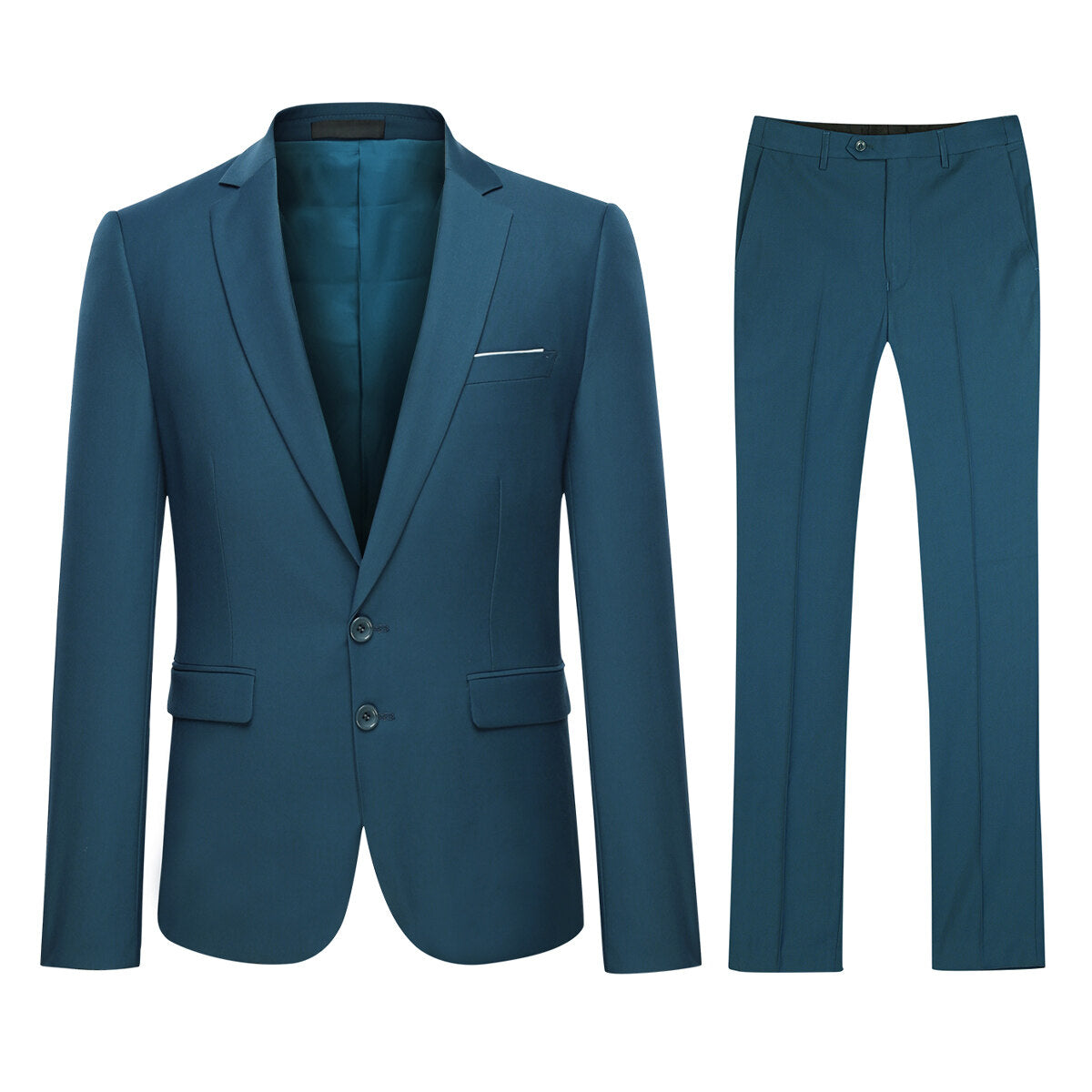 Mens 2-Piece Slim Fit Two Button SteelBlue Suit