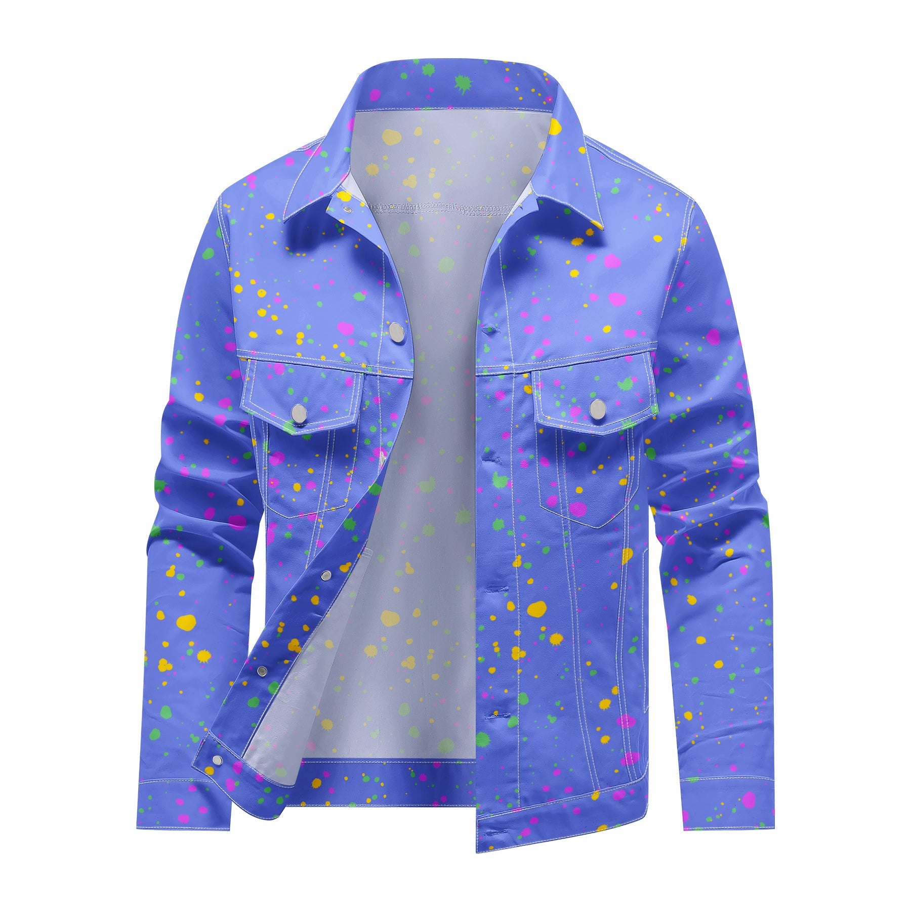 Men's Denim Jacket with Lapel Print Camouflage Green WHOLESALE