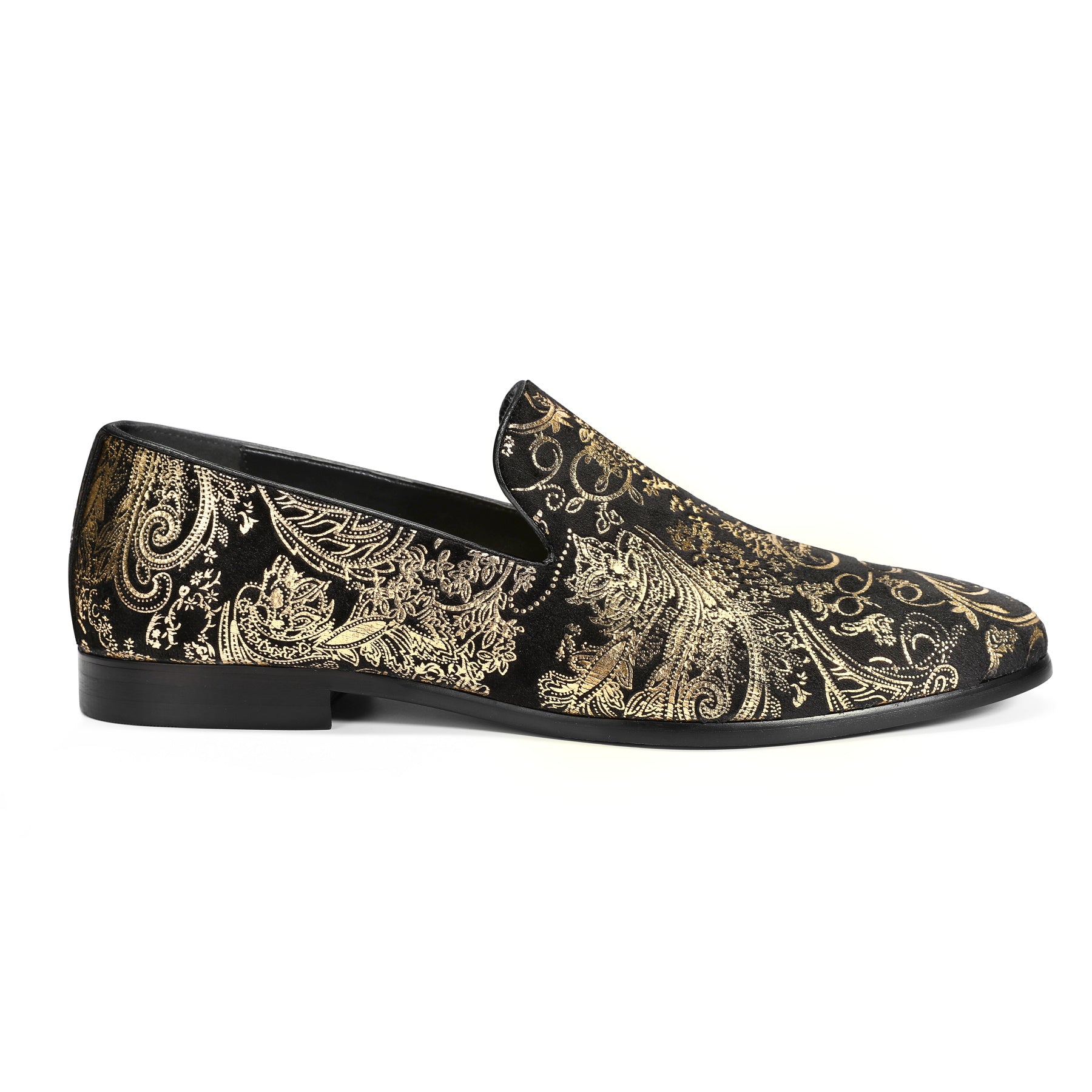 Men's Round-Toe Low-Top Loafers Gold