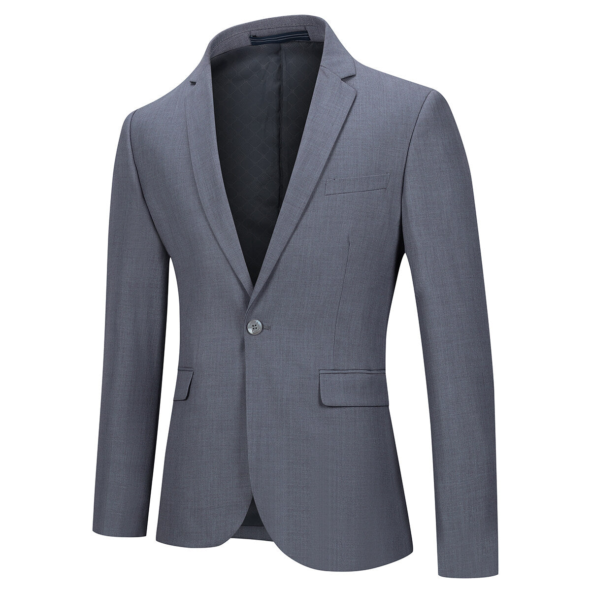 Two Piece Grey Suit One Button Suit