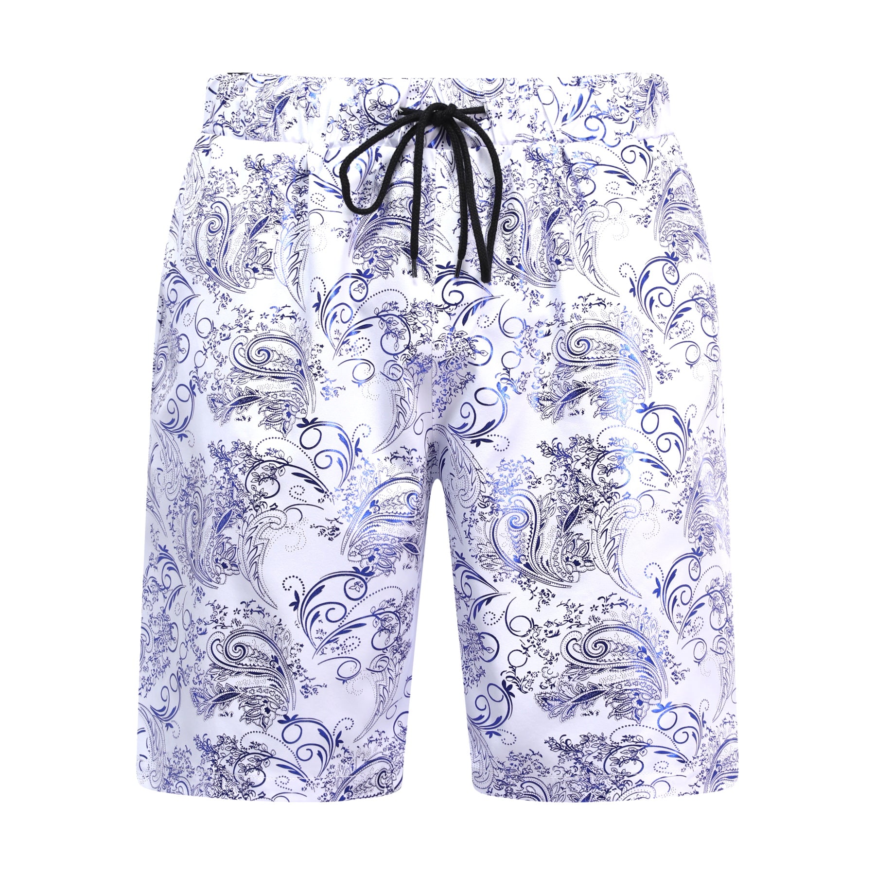 Men's Foil-Printed Short-Sleeve Shirt 2-Piece Set White