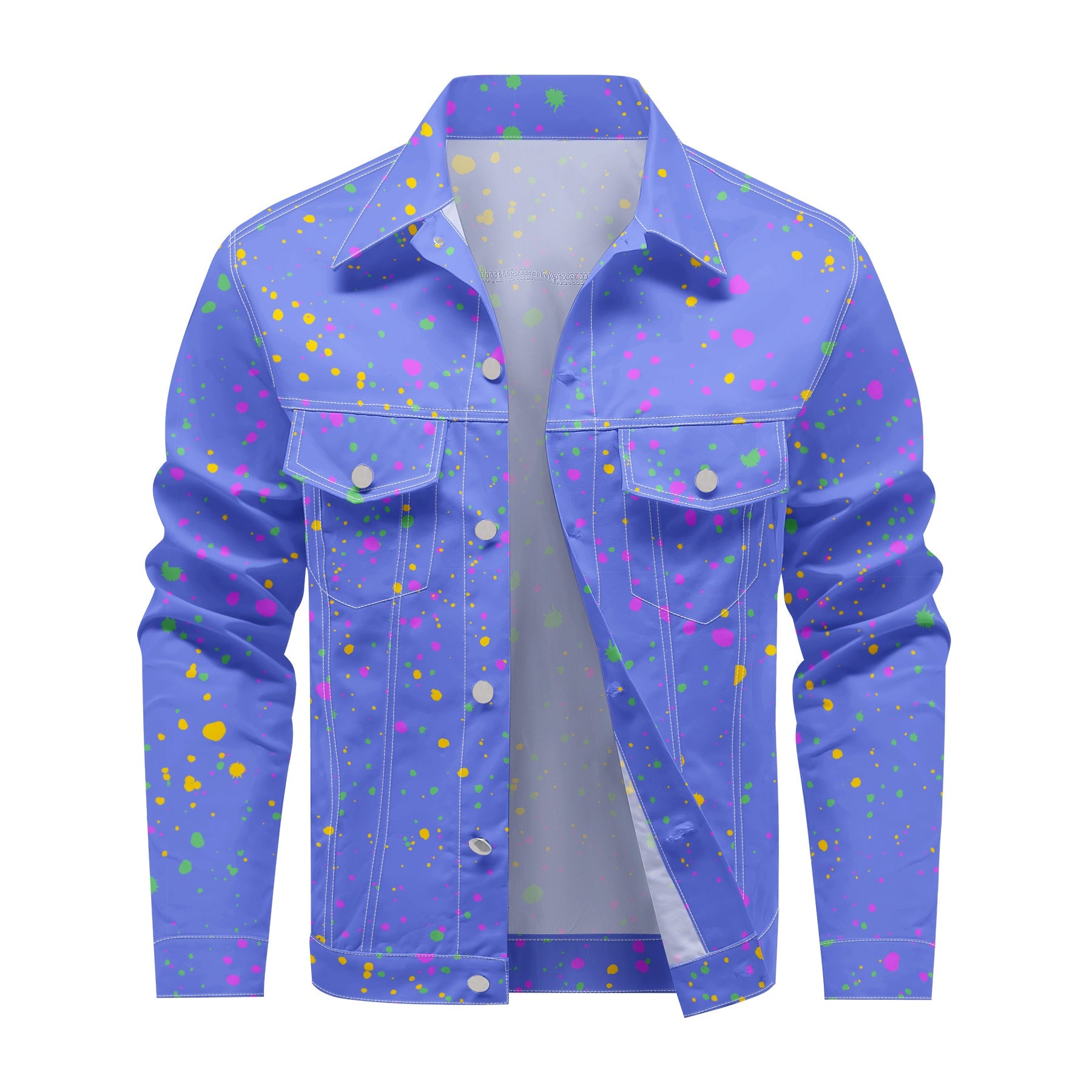 Men's Denim Jacket with Lapel Print Camouflage Green WHOLESALE