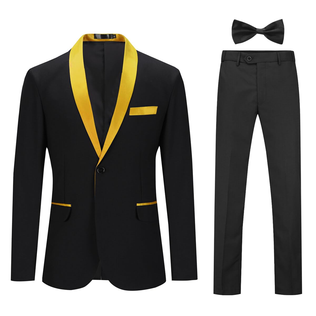 Cloudstyle Mens Tux Suits 2-Piece Shawl Collar Solid Prom Party Sets White & Yellow