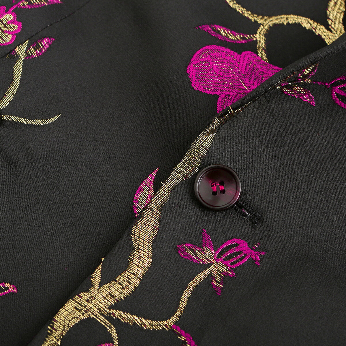 Men's One Button Notched Lapel Embroidered Blazer Rose Red