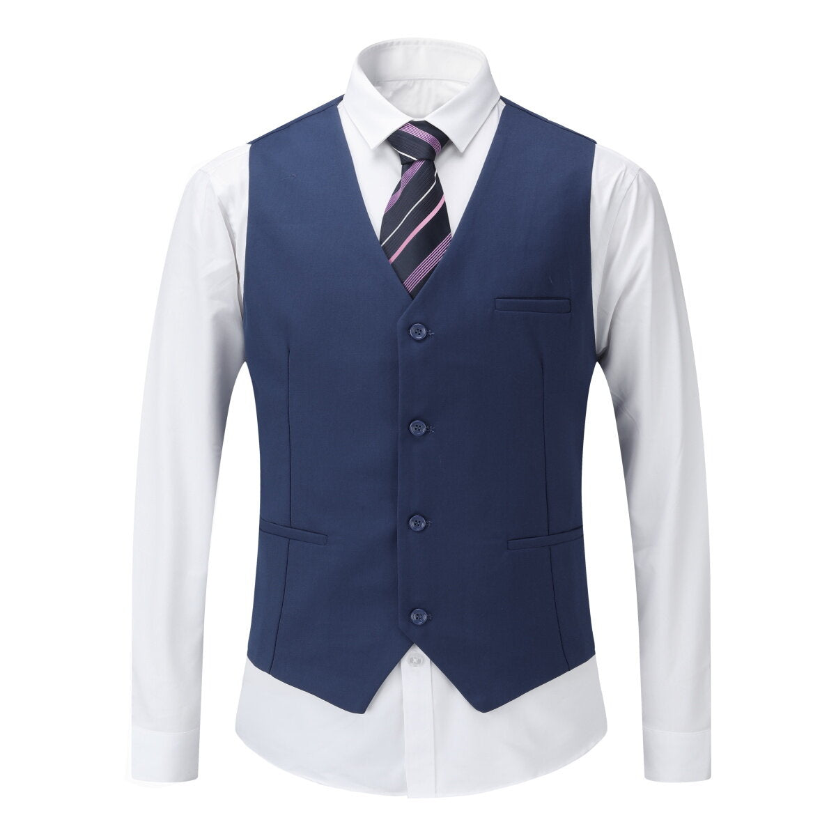 Mens 3 Piece Dress Suit Formal Casual Tux Vest Trousers Navy