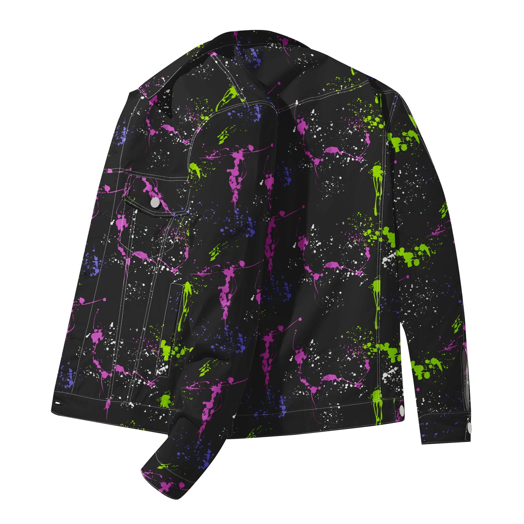 Men's Denim Jacket with Lapel Print Camouflage Green WHOLESALE