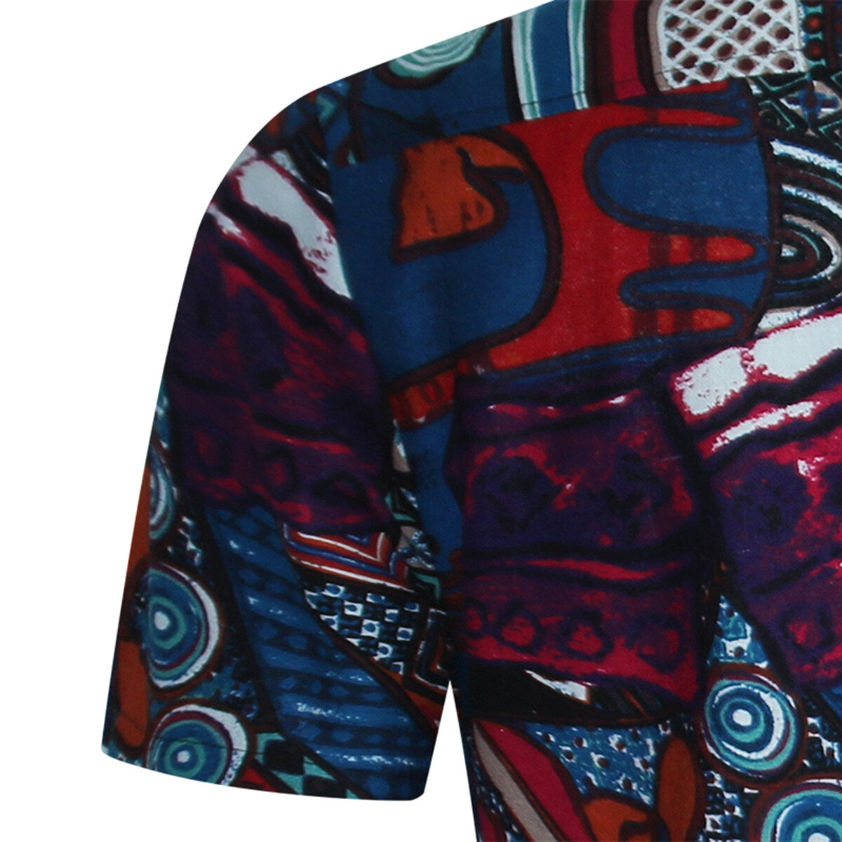 Stylish Men's Floral Print Collar Short Sleeve Shirt Blue