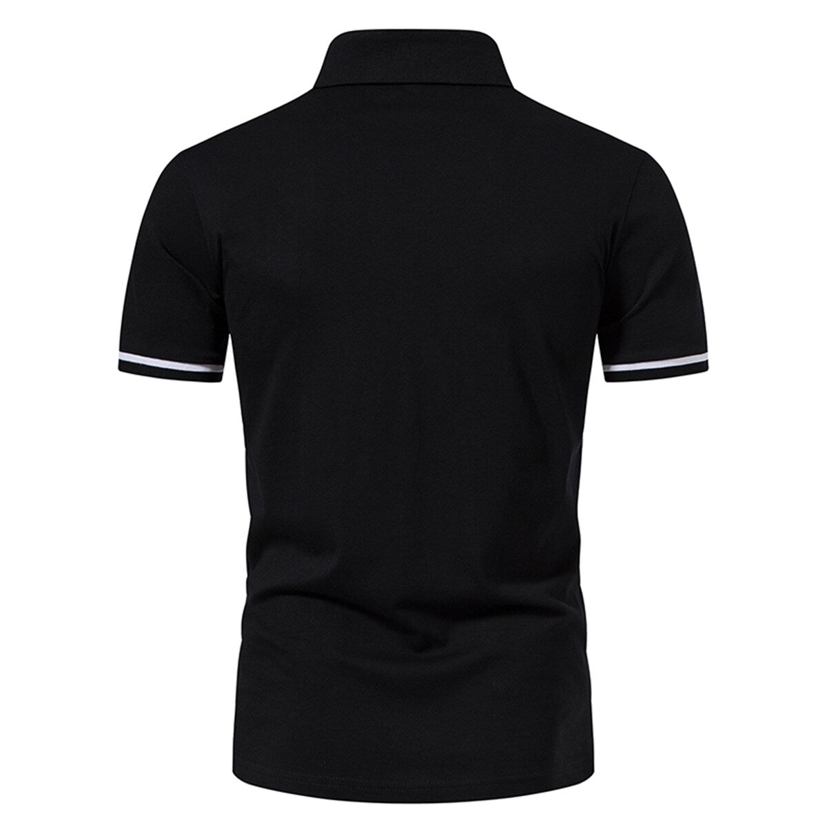 Men's Fitted Tailored Polo Neck Short-Sleeve T-Shirt Black