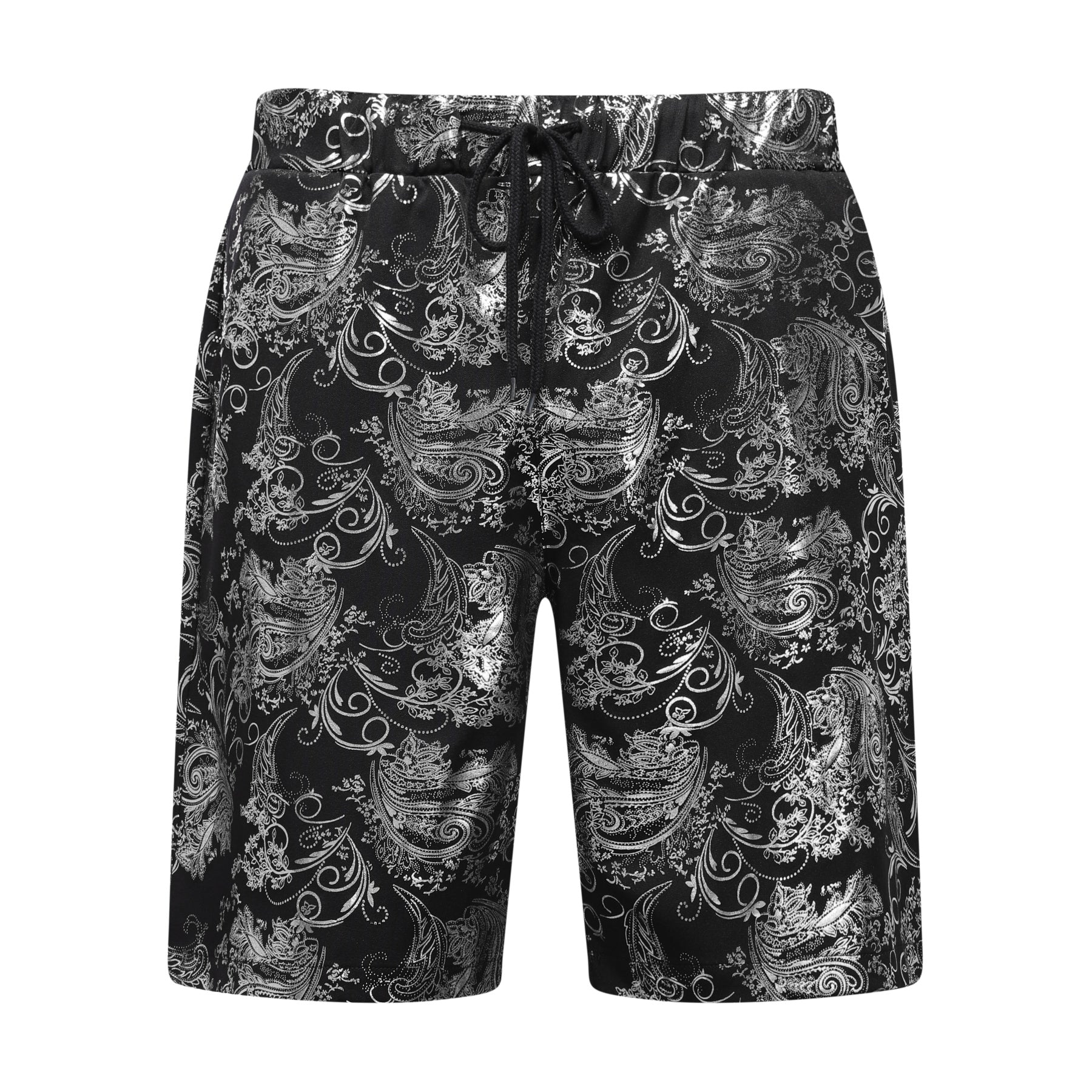 Men's Foil-Printed Short-Sleeve Shirt 2-Piece Set Silver