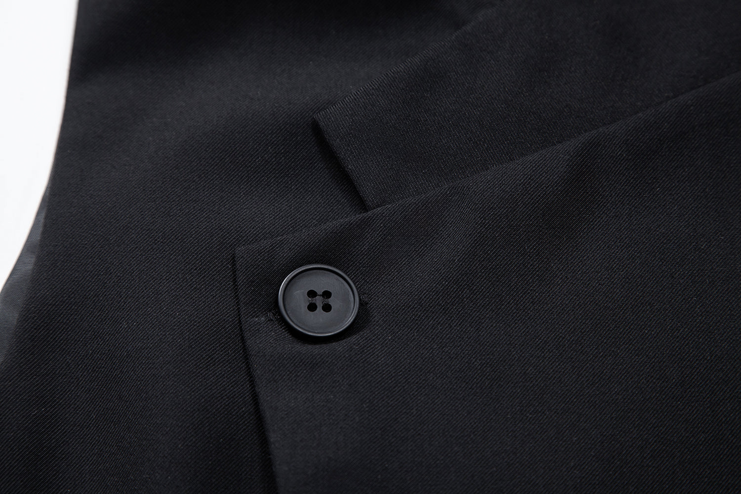 Men's solid color single-breasted slanted placket vest black