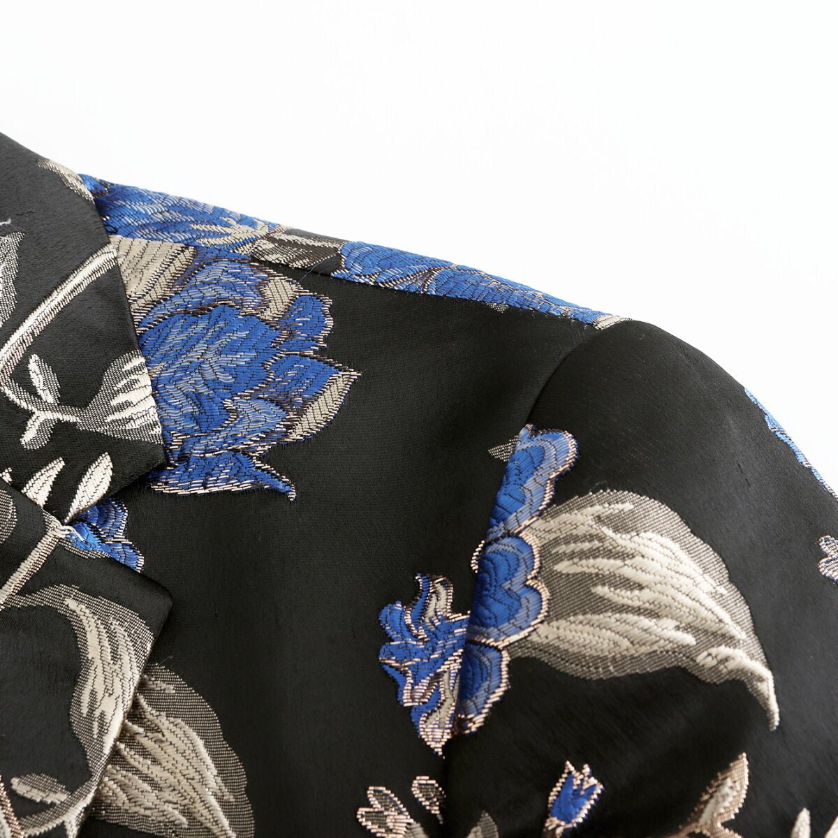 Men's Printed Lapel One Button Blazer Dark Blue