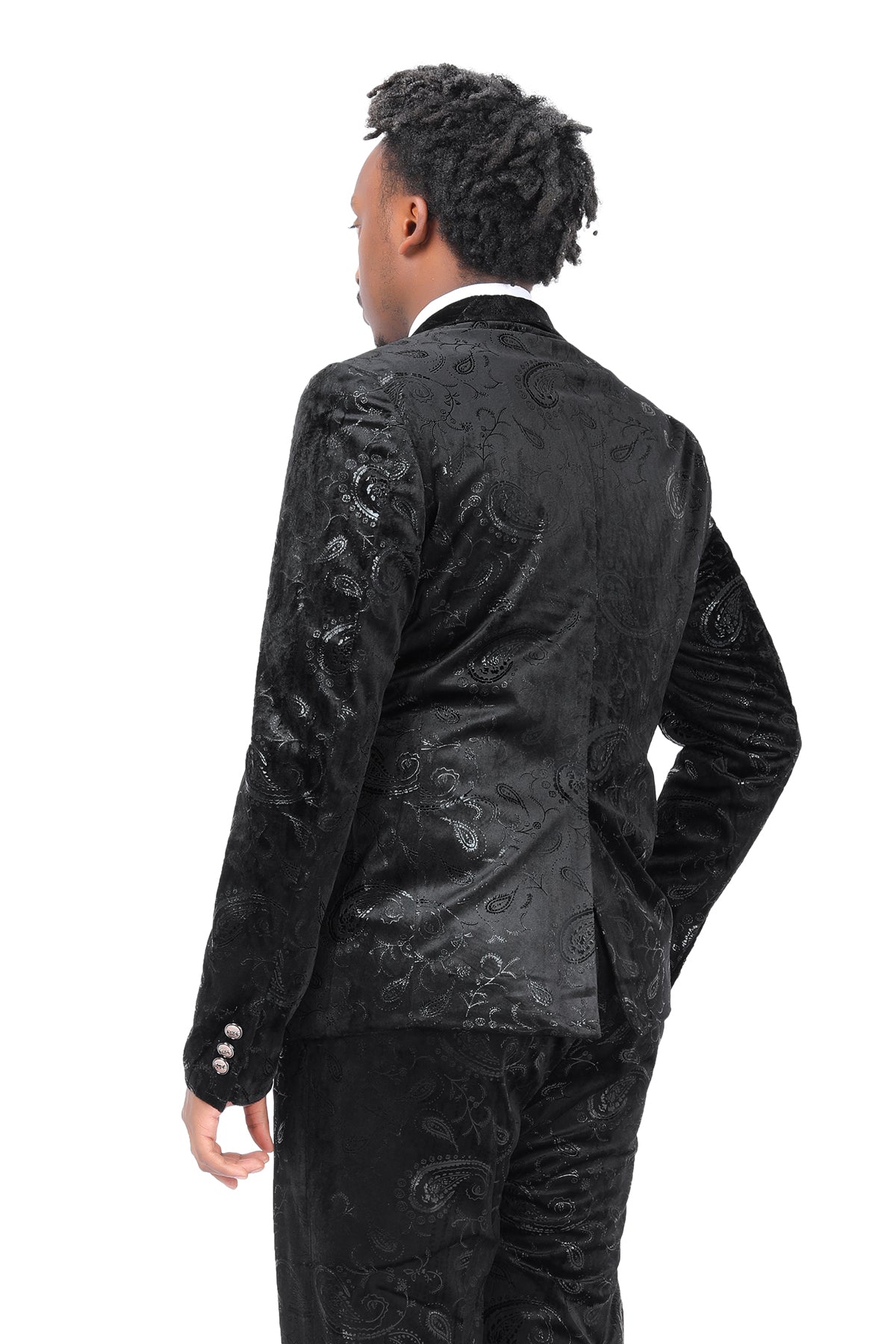 2-Piece Slim Fit Stylish Dress Floral Suit Black