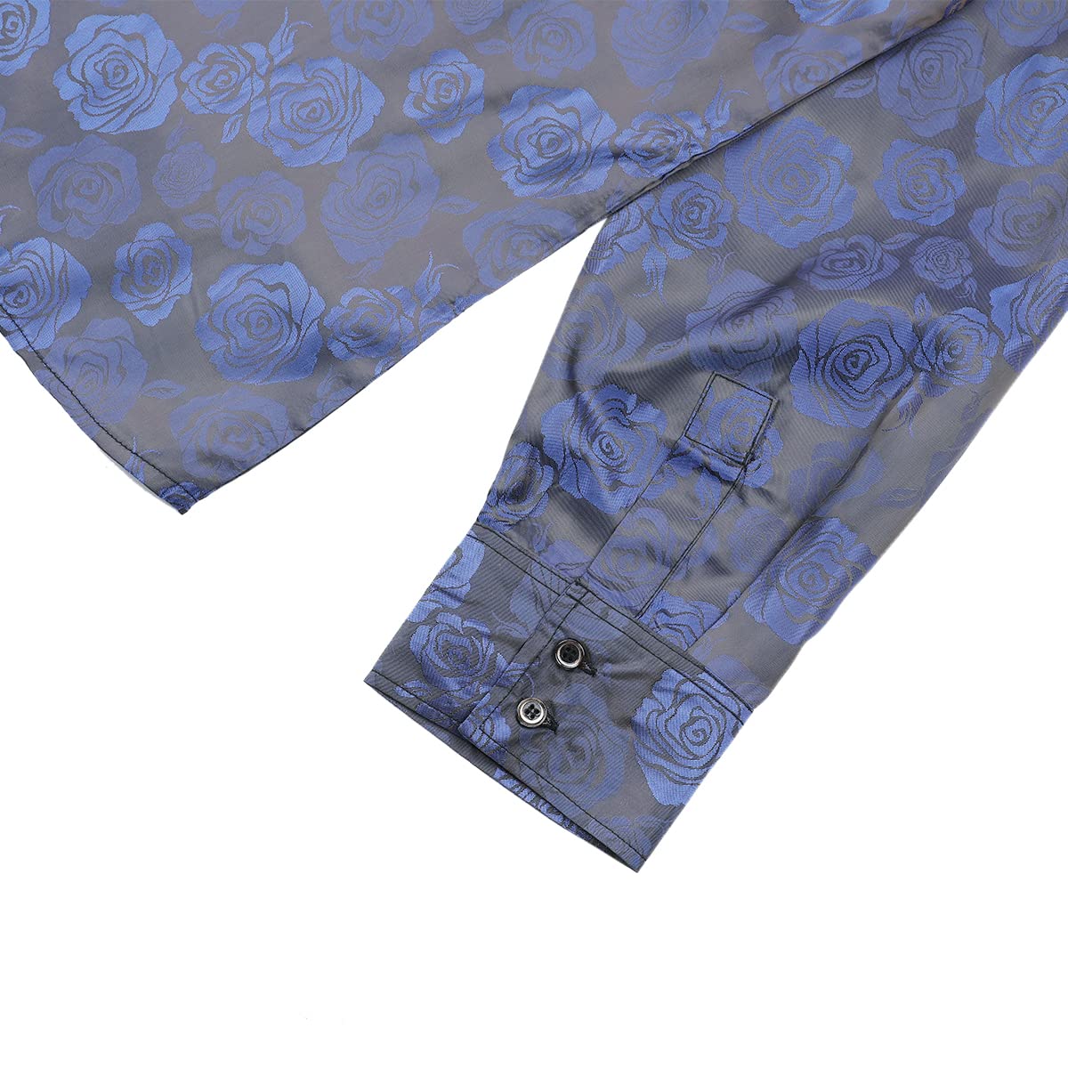 Men's Slim Fit Rose Printed Fashion Casual Shirt Blue