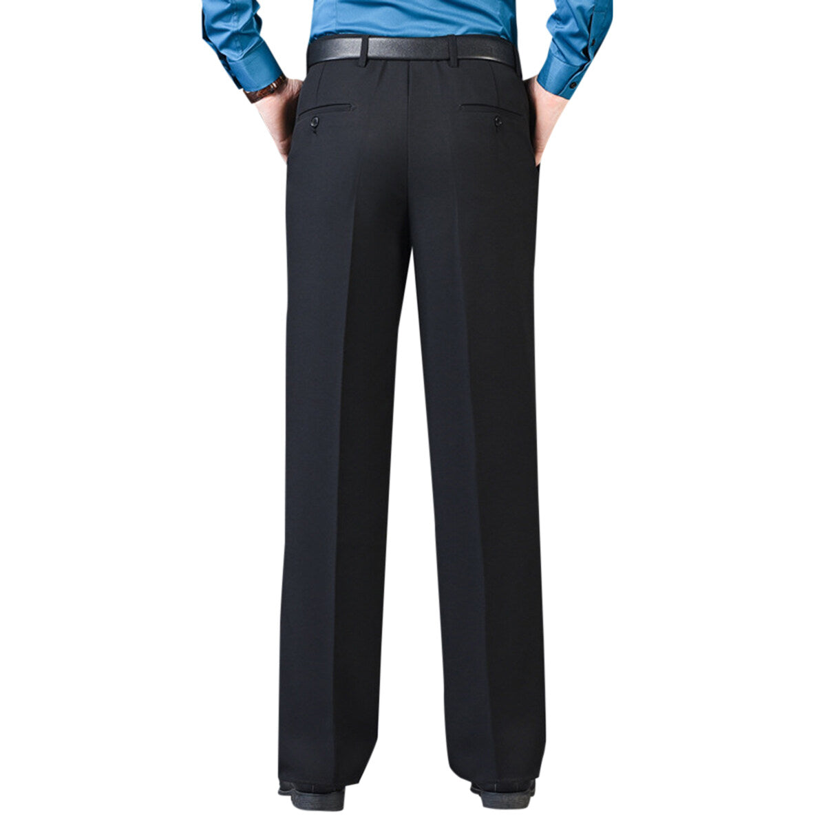 Men's Solid Color Loose Straight-Leg Dress Pants Black
