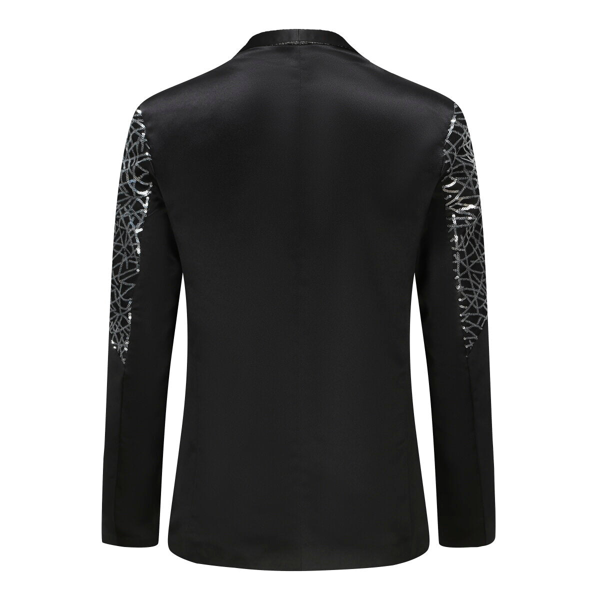 Men's Sequined Stand Collar Single-Breasted Blazer Black