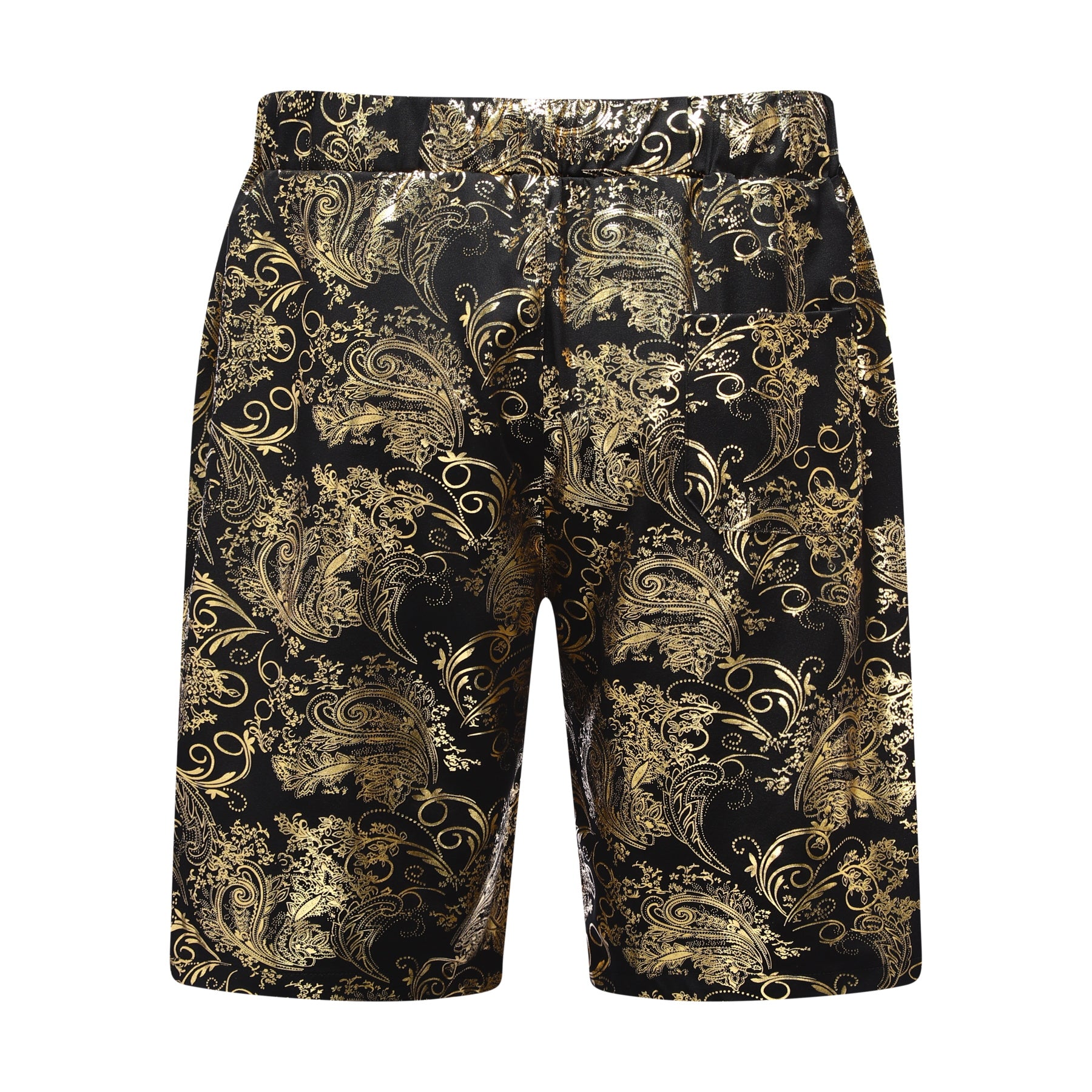 Men's Foil-Printed Short-Sleeve Shirt 2-Piece Set Gold
