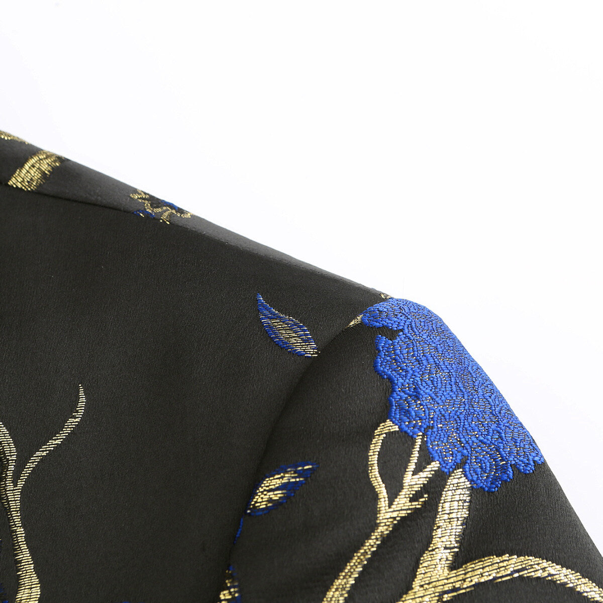 Men's One Button Notched Lapel Embroidered Blazer Blue