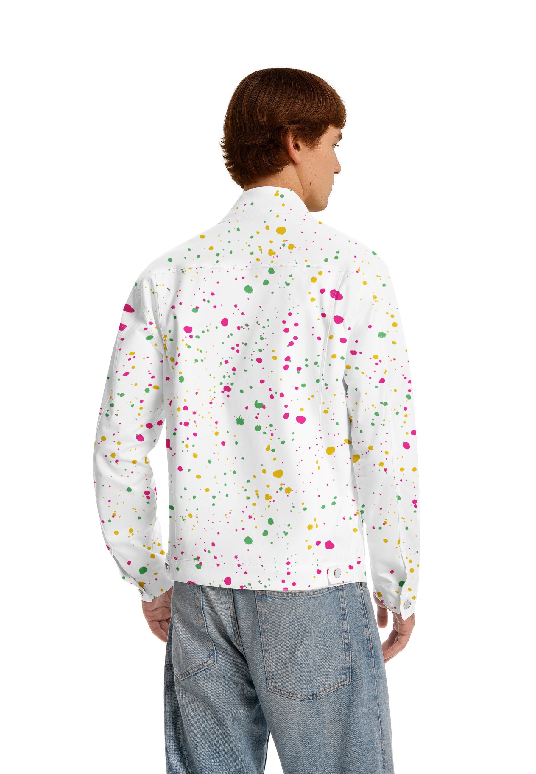 Men's Denim Jacket with Lapel Print Camouflage Green WHOLESALE