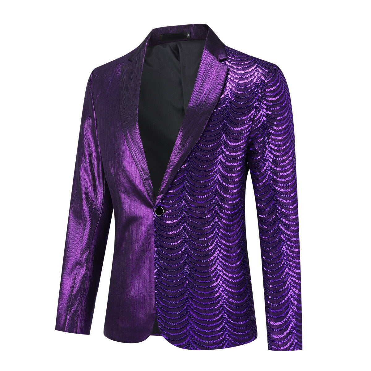 Purple Slim Fit Half-Sequin Blazer