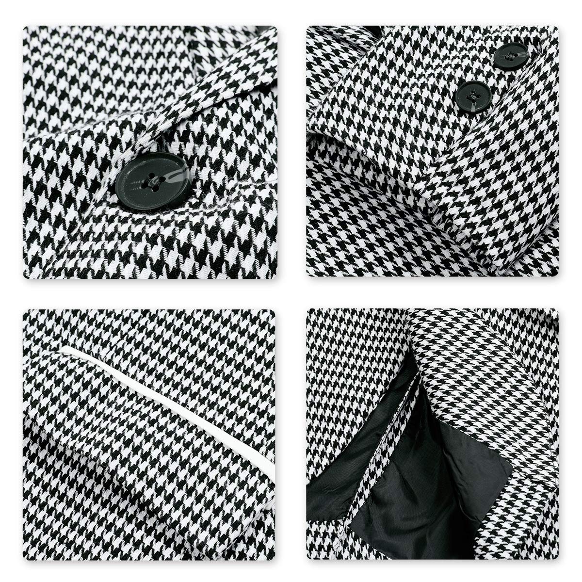 Men's Black & White Two-Button Blazer with Notch Lapel