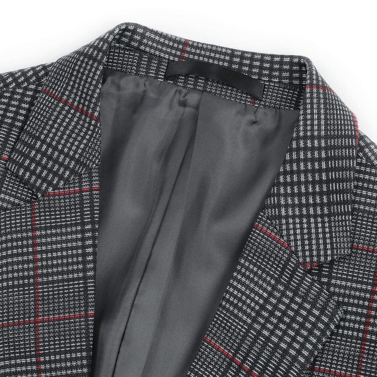 Plaid Stripe Suit Slim Fit 2-Piece Casual Suit Red and Black