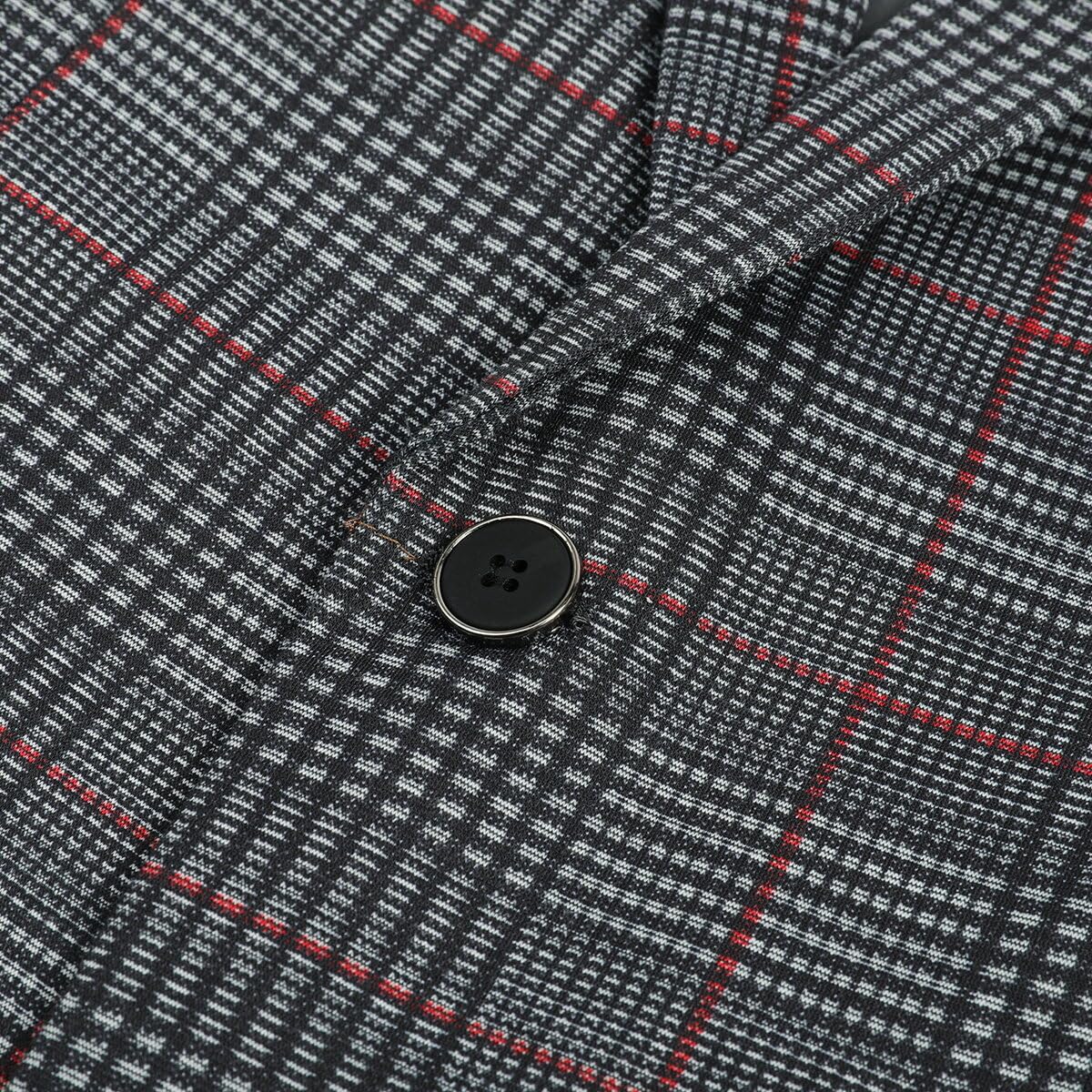 Plaid Stripe Suit Slim Fit 2-Piece Casual Suit Red and Black