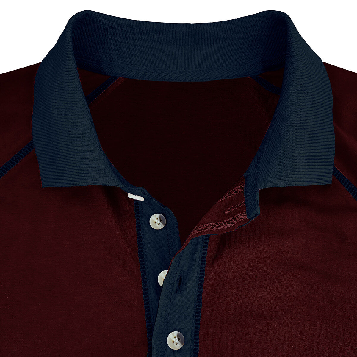 Men's Contrasting Long Sleeve Polo Collar T-Shirt Red