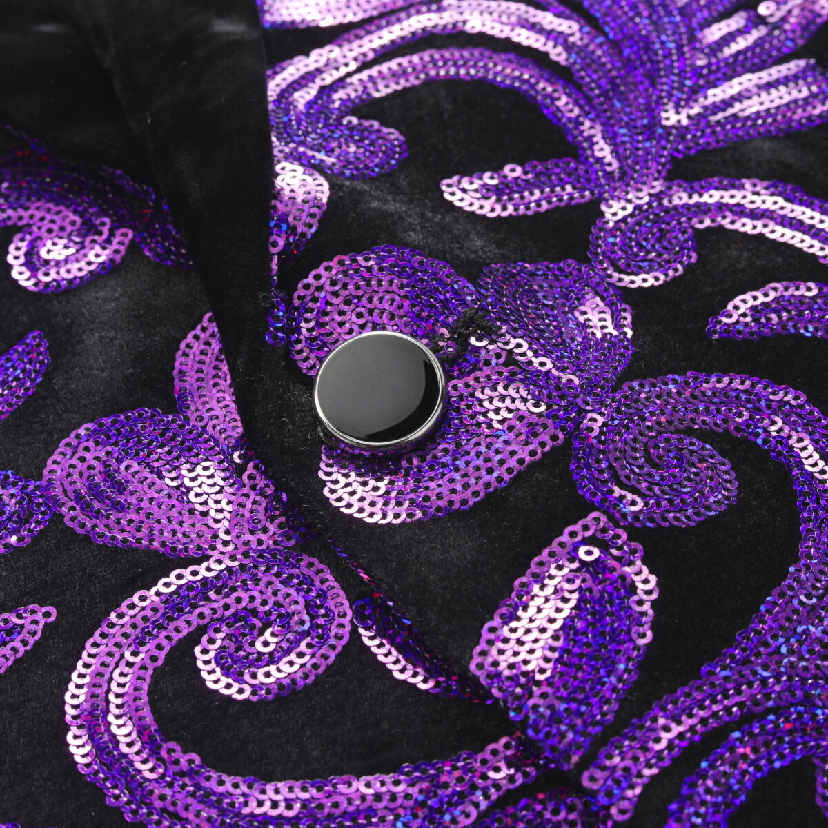 Purple Sequins Blazer Shawl Collar Blazer