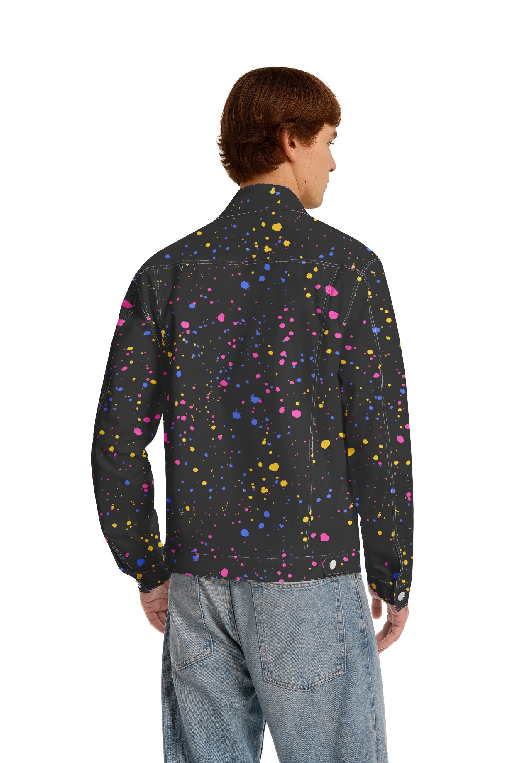 Men's Denim Jacket with Lapel Print Camouflage Green WHOLESALE