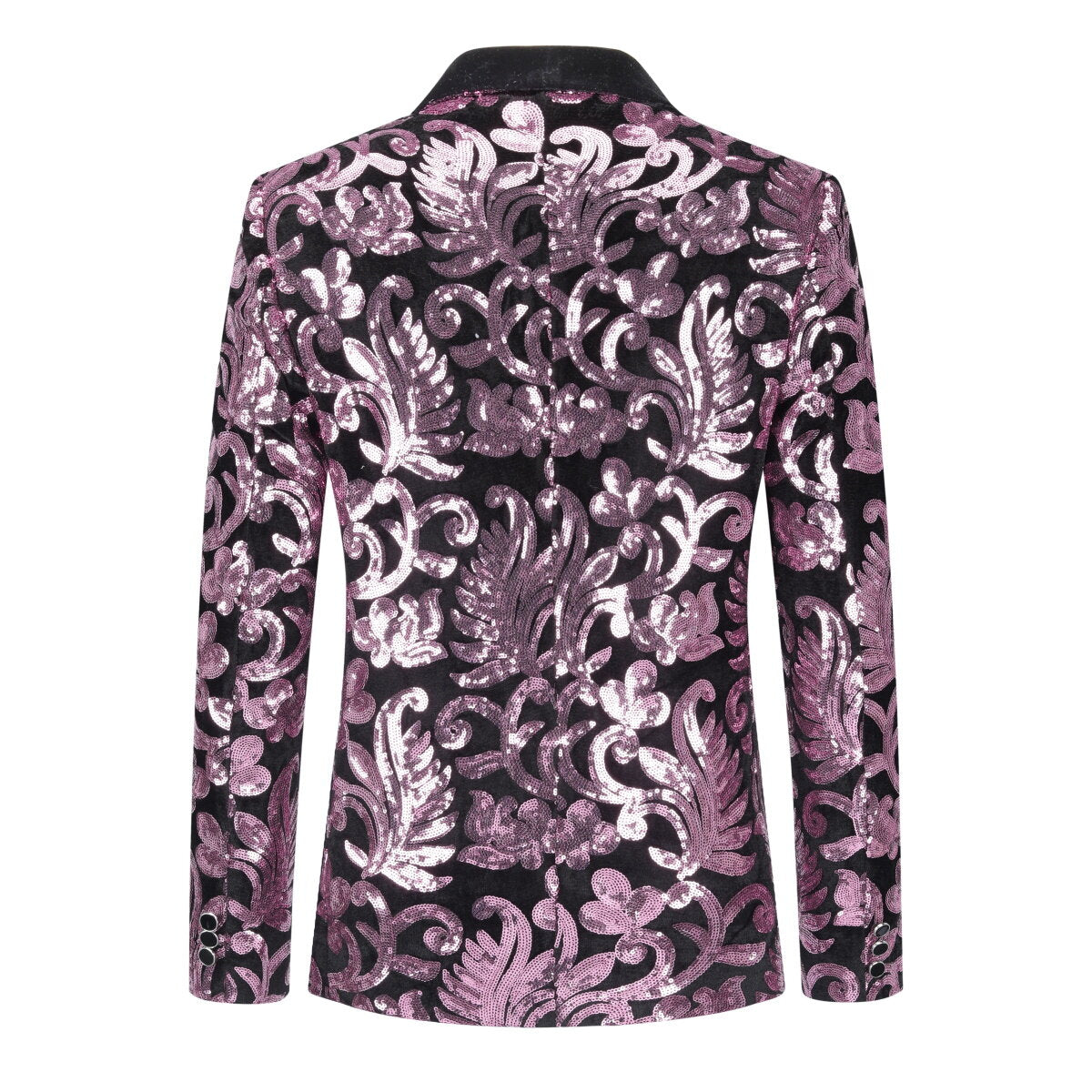 Pink Sequins Blazer Shawl Collar Blazer